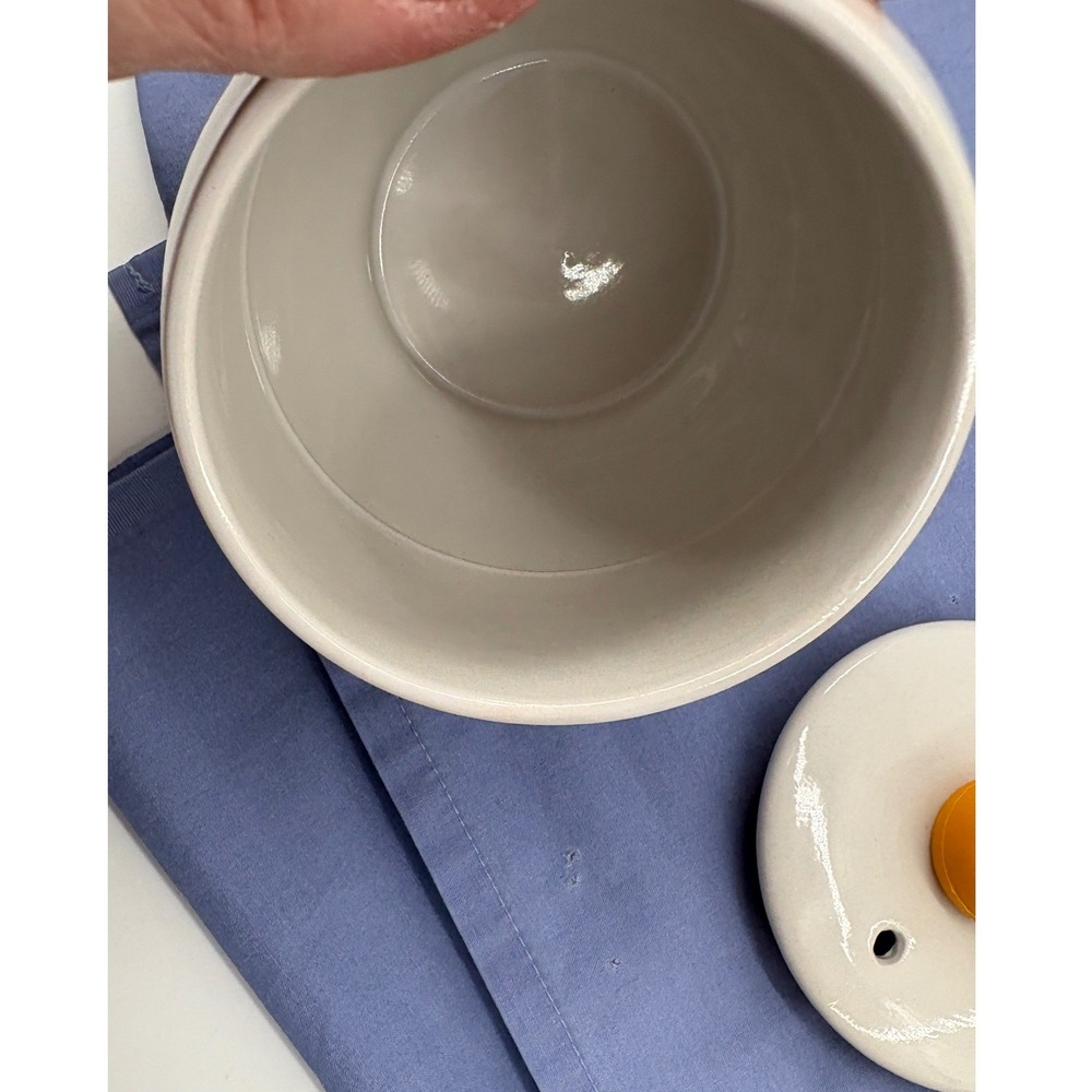 EggTastic Ceramic Microwave Egg Cooker Poacher White Orange As Seen On TV Pot - Picture 5 of 7